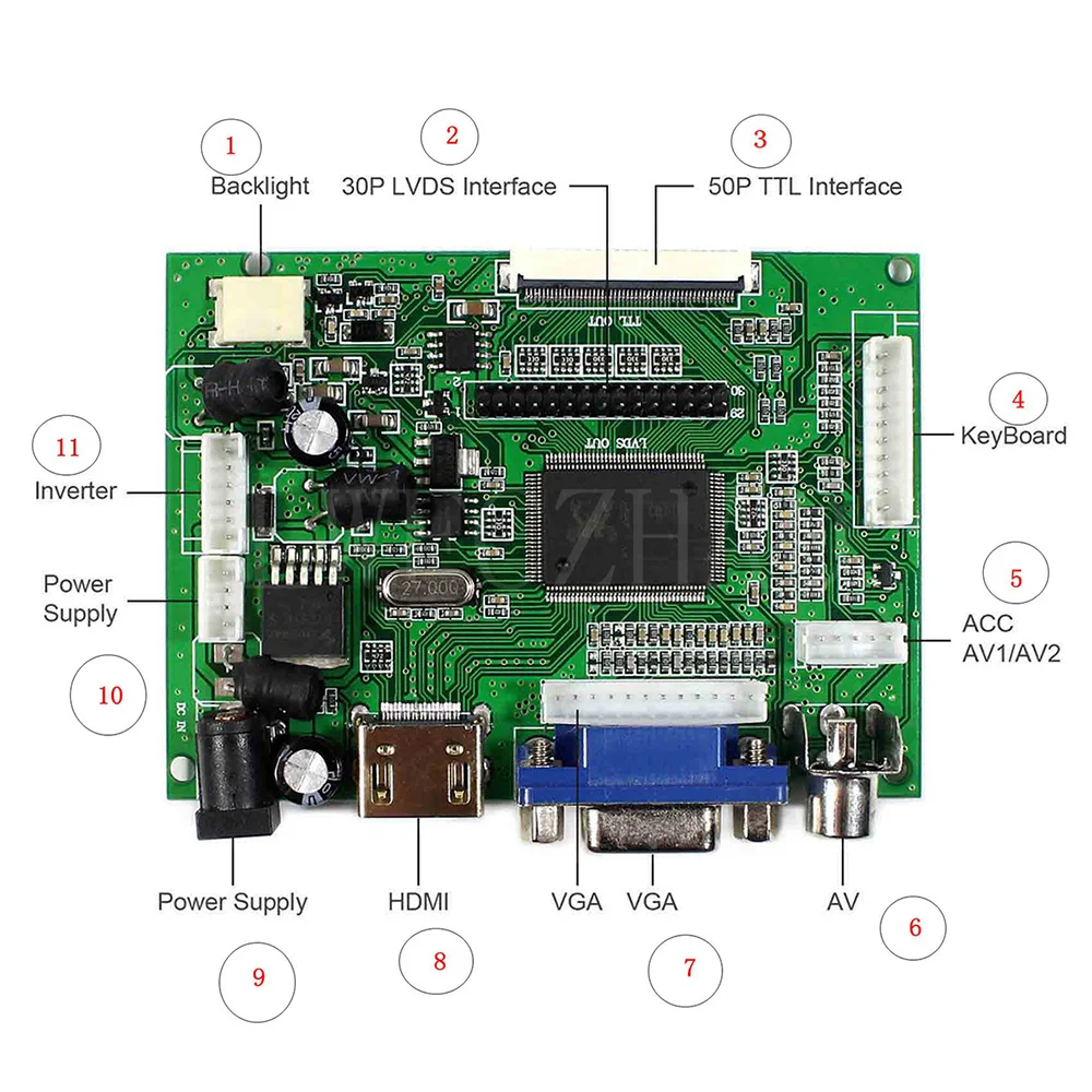 Kit de Monitoramento de Tela Lcd Placa de Controle Hdmi Mais Vga para B140xw01 Lp140wh1 Lp140wh2 Lp140wh4 Painéis e LCDs p/ tablet - Imagem 3
