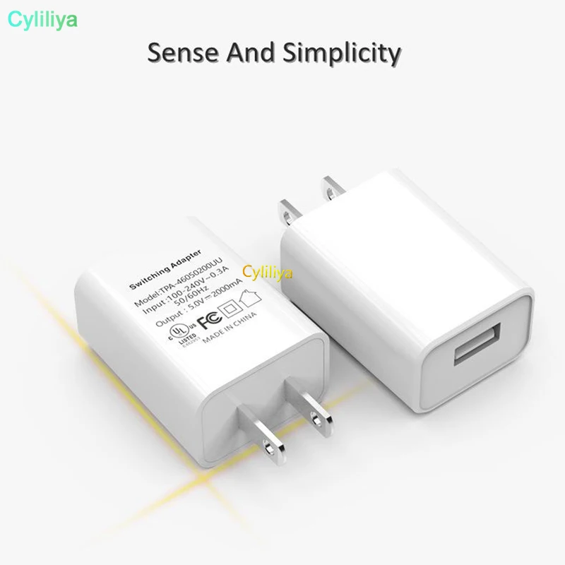 100pcs UL FCC Certified US Plug 5V 1A 2A USB Fast Charger Travel Wall Charger Mobile Phone Fast Charging Power Adapter