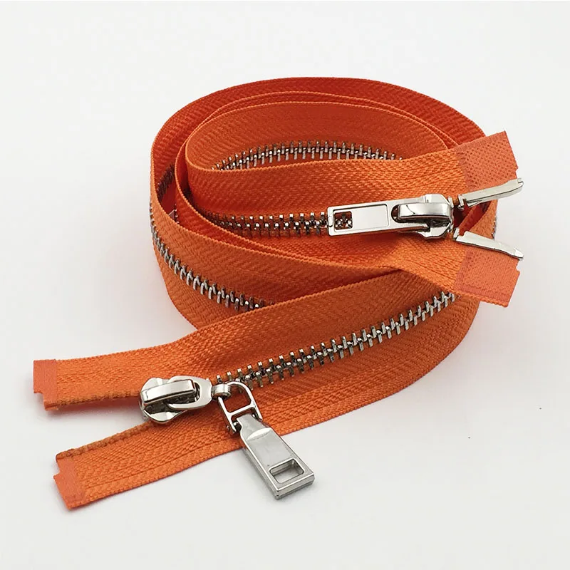 orange 1 шт. Meetee 80/100/120 см автоматический металлический замок молния двойной слайдер застежки-молнии для куртки пальто DIY сумка Аксессуары для шитья одежды ZA157 - Цвет: orange