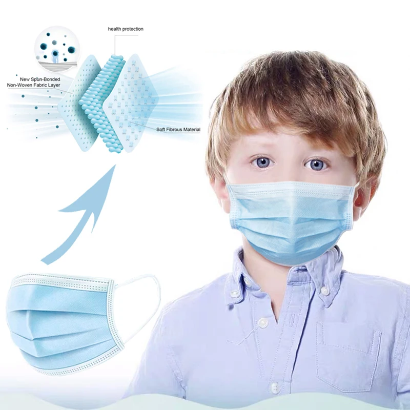 

10pcs/lot Kids Disposable Facemask Children 3 Layers Anti-Pollution Face Masks Ear Loop Dust Dustproof Facial Protective Cover