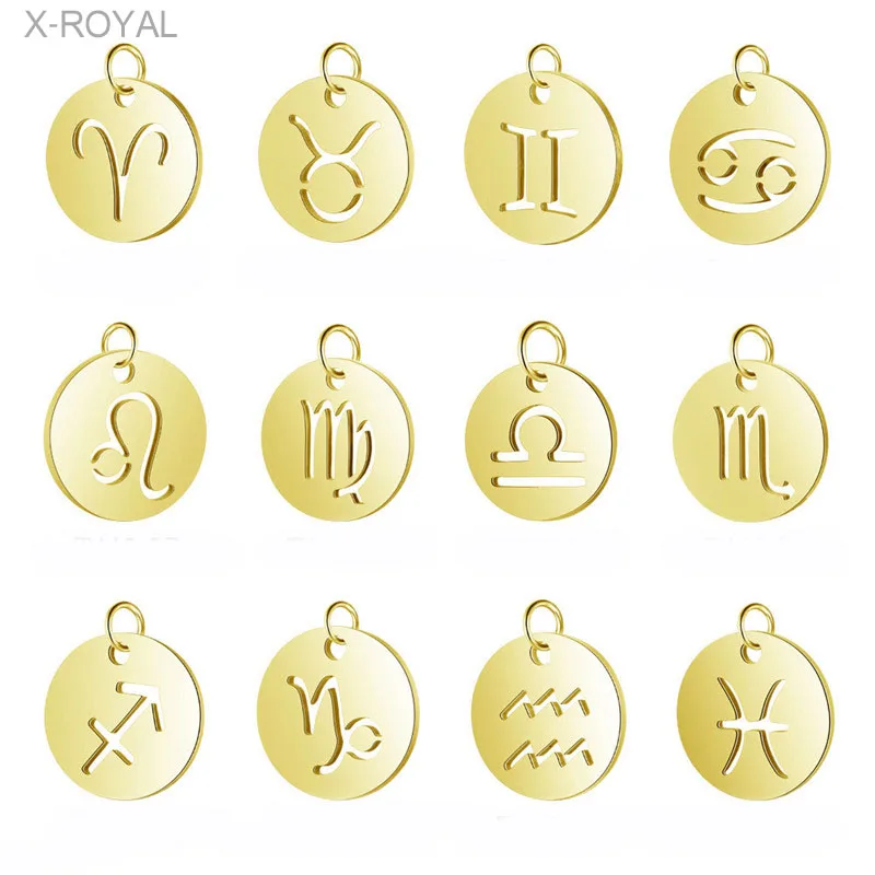 X-ROYAL 5 шт/партия золото 12 созвездий ожерелье подвеска из нержавеющей стали Зодиак