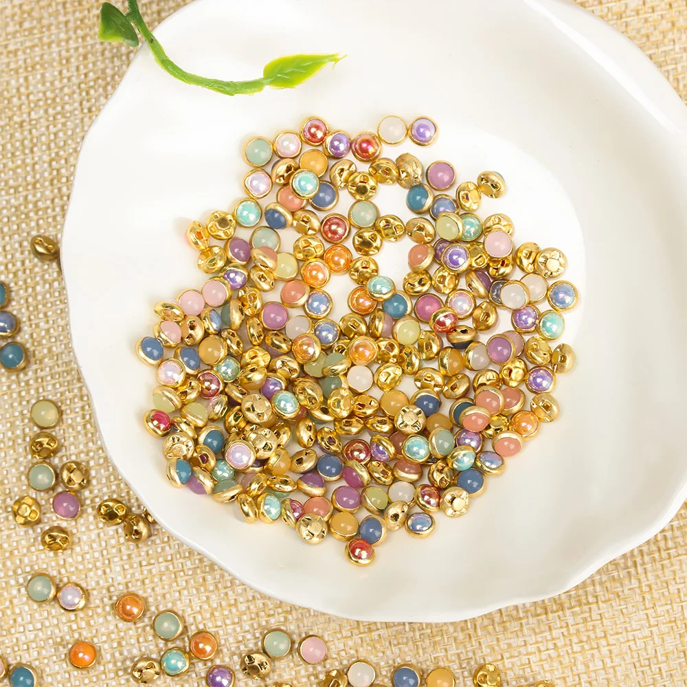 Tiny Pearl Buttons 4mm Imitation Pearl Metal for DIY Doll Clothes