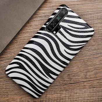 

Leather Phone Case For Huawei P30 P40 P20 lite nova 5t For Honor 20 pro 9 10 10i lite 8x 9x Case Cowhide zebra Texture Cover