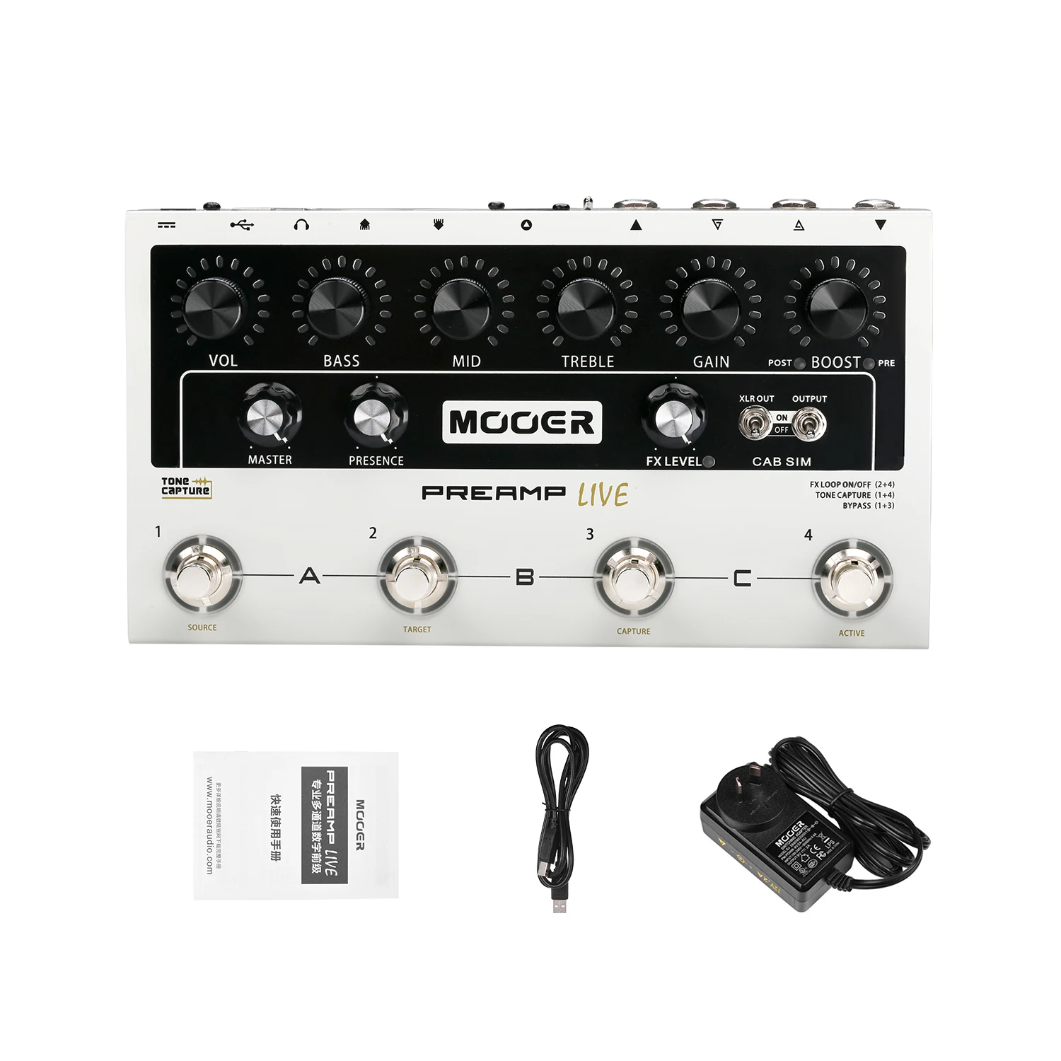 MOOER предусилитель LIVE профессиональная цифровая педаль предусилителя Preamplifier12 Каналы пред-и пост-усилитель 3-полосный Динамик шкаф - Цвет: AU PLUG