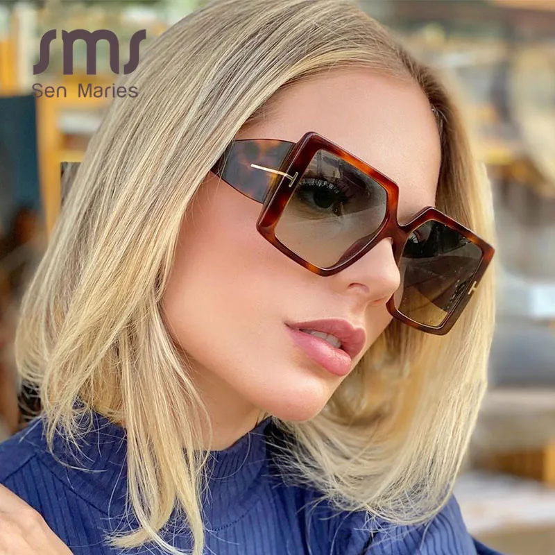 WHO CUTIE Vintage Oversized Square Sunglasses Women Thick Frame Shades  Eyewear Trendy Leopard Cat Eye Sun Glasses Female Oculos - AliExpress