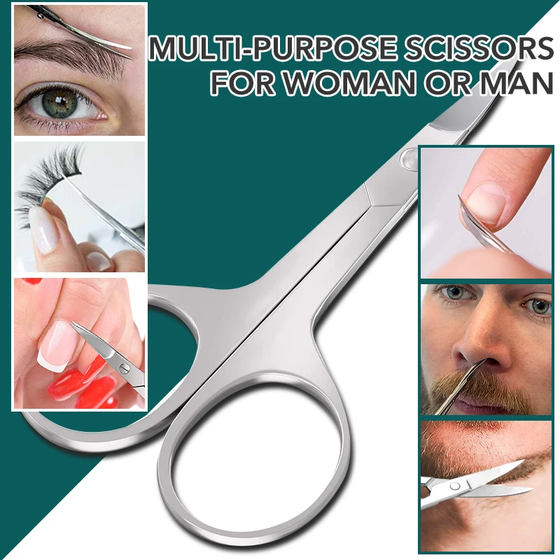 1Pcs Eyebrow Scissors Curved Blade Professional Stainless Steel Manicure Precision Trimmer Eyelash Nose Hair Remover Tool 4