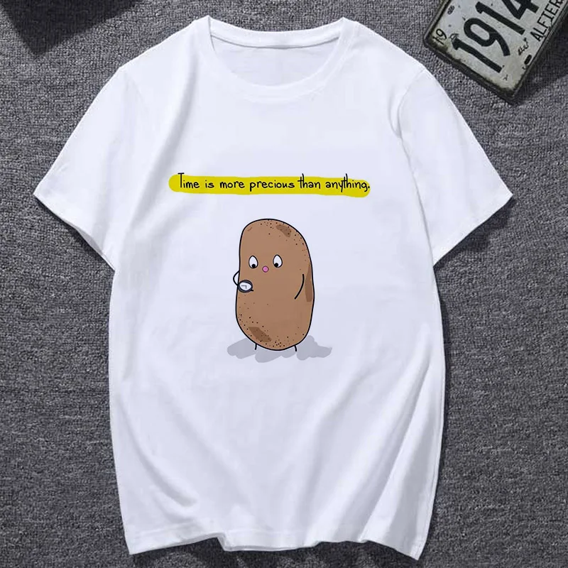 Женская футболка с надписью Lus Los Time тонкая белая в стиле Харадзюку изображением