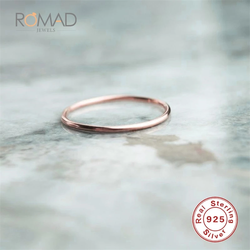 Rose Gold Простое крошечное 925 кольцо с прорезями из нержавеющей стали повседневные подростковые ювелирные кольца День матери Небесный подарок на день рождения - Цвет основного камня: Rose Gold