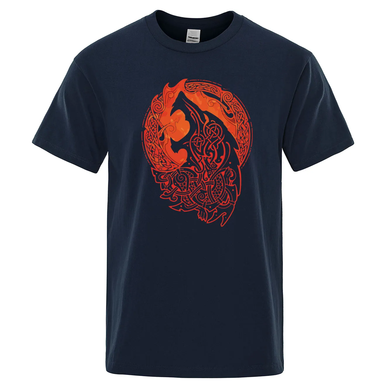 Norse Mythology Vikings Fenrir wolf футболка для мужчин, качественная хлопковая хипстерская футболка, хлопок, топы для отдыха, футболка с викингом - Цвет: dark blue 6