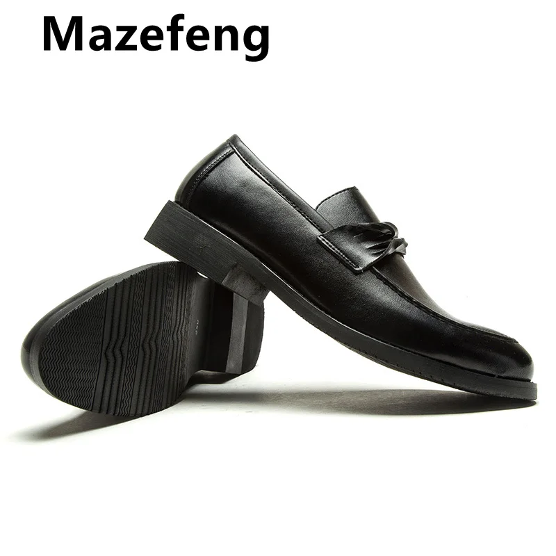 Mazefeng/ г. Новые Мужские модельные туфли мужские нежные кожаные нарядные туфли для мужчин деловые офисные Свадебные слипоны на плоской подошве высокого качества