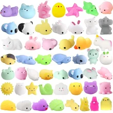 

5 Pack Mini Mochi Squishies Pinata Filler Treasure Box Prizes Sensory Squishy Stress Reliever Pug Fidget Toys Party Favors