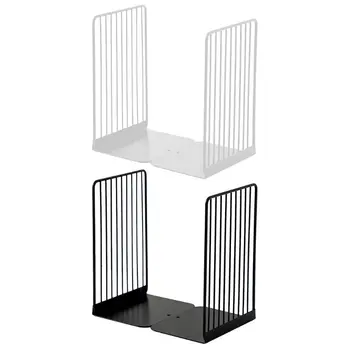 

1 Pair Bookend Book Stand Support Simple Iron Desktop Non Slip Rack Shelf Holder