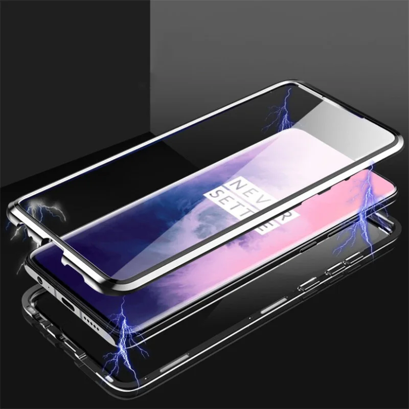 R-just Полный стеклянный Магнитный чехол для Oneplus 7 Pro металлический закаленное стекло задняя крышка для Oneplus 6 6t Oneplus 7 Чехол