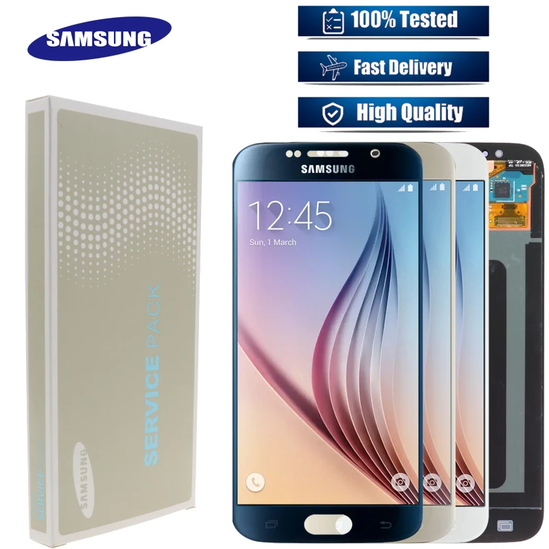 Супер amoled для Samsung Galaxy S6 G920F G920A G920 ЖК-дисплей с сенсорным экраном дигитайзер сборка+ Сервисный пакет