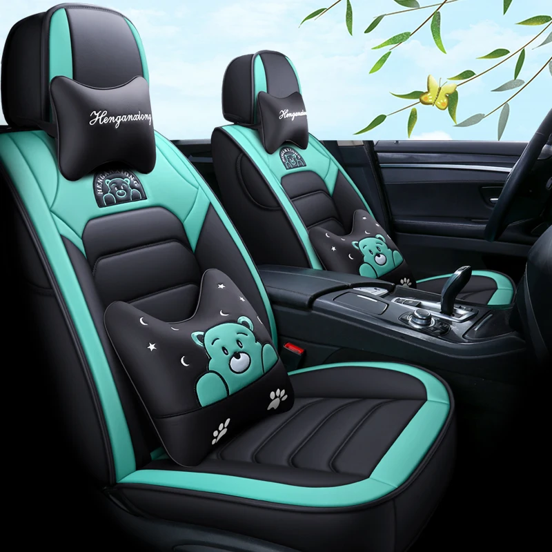 Full Coverage Eco-leather auto seats covers PU Leather Car Seat Covers for Kia morning picanto rio cerato soul seed optima sting