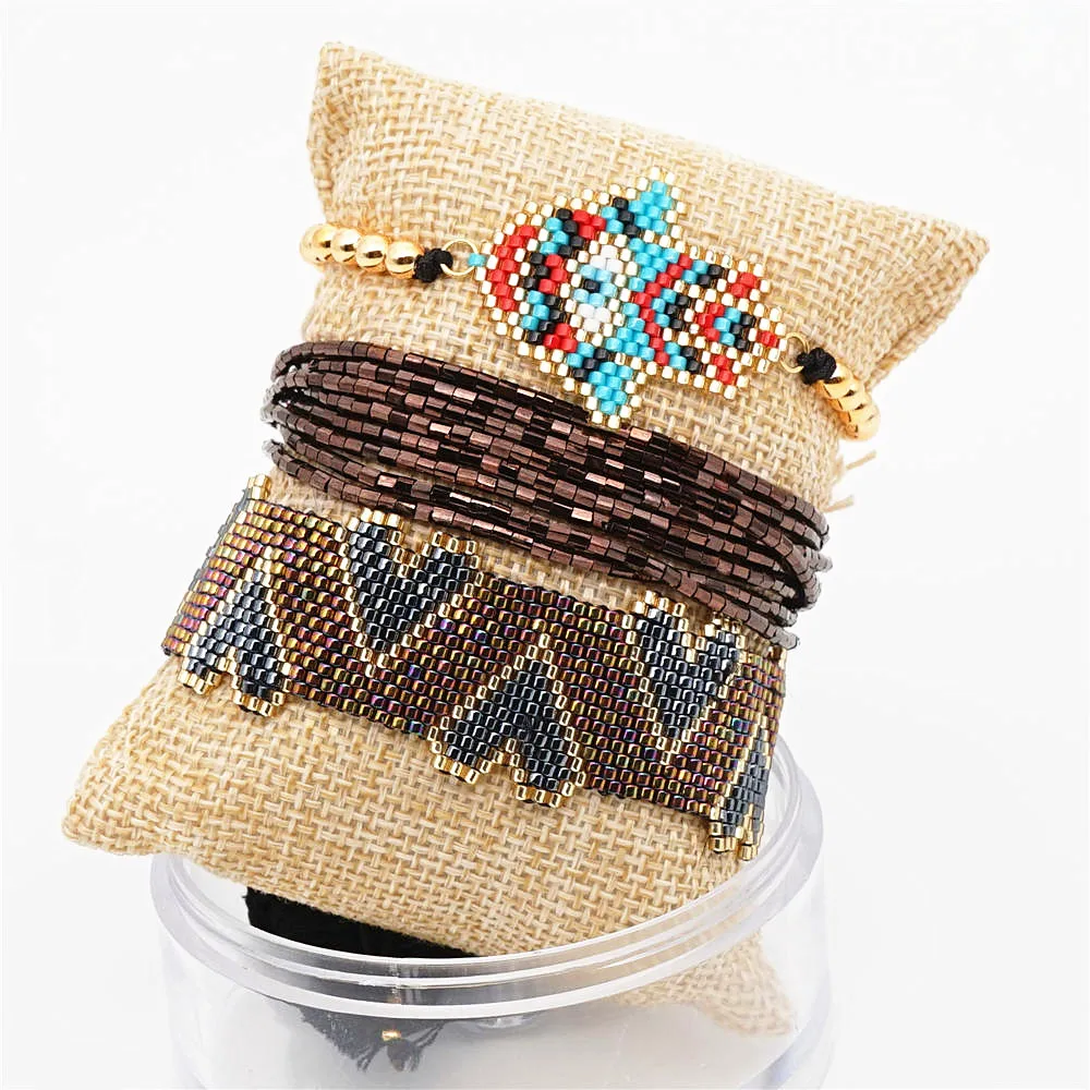 Shinus Miyuki браслет с бусинами, браслеты со сглаза Fatima Hmasa Hand Pulseras Mujer Moda Bileklik, ювелирные изделия ручной работы, летний комплект