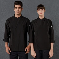 Long Sleeve Master Chef Uniform Men Women Kitchen Jacket Shirt Barber Work Wear Bakery Catering Cooking Hotel Canteen Cook Coat