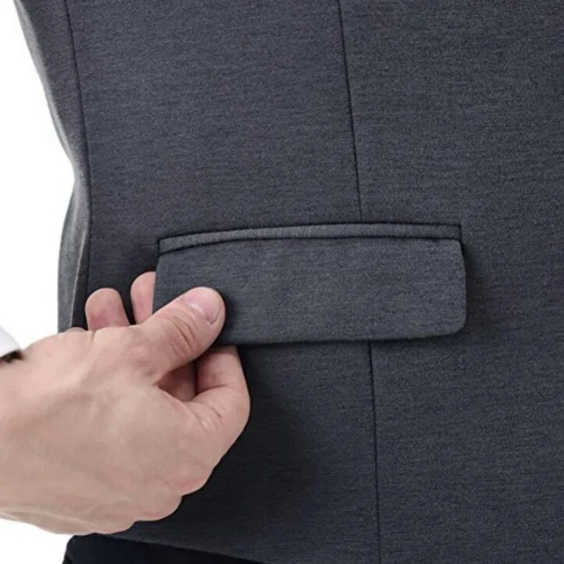 Новая мода Британский Стиль мужские V-воротник деловые платья топы Slim Fit нагрудные короткое пальто в формальном стиле жилет костюм горячий черный