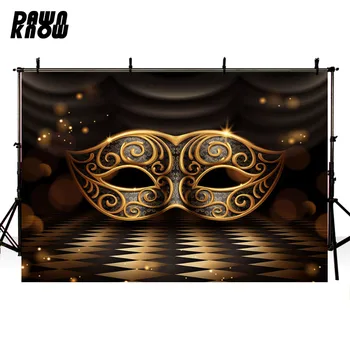 

DAWNKNOW Brilliant Masque Photography Background Baby Photocall Adult Party Golden Mask Backdrop Children Photo Shoot lv854