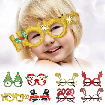 

Besegad Kids 4pcs Cute Cartoon Christmas Glitter Eyeglasses Christmas Tree Snowman Santa Glasses Frame Xmas Party Decoration Toy
