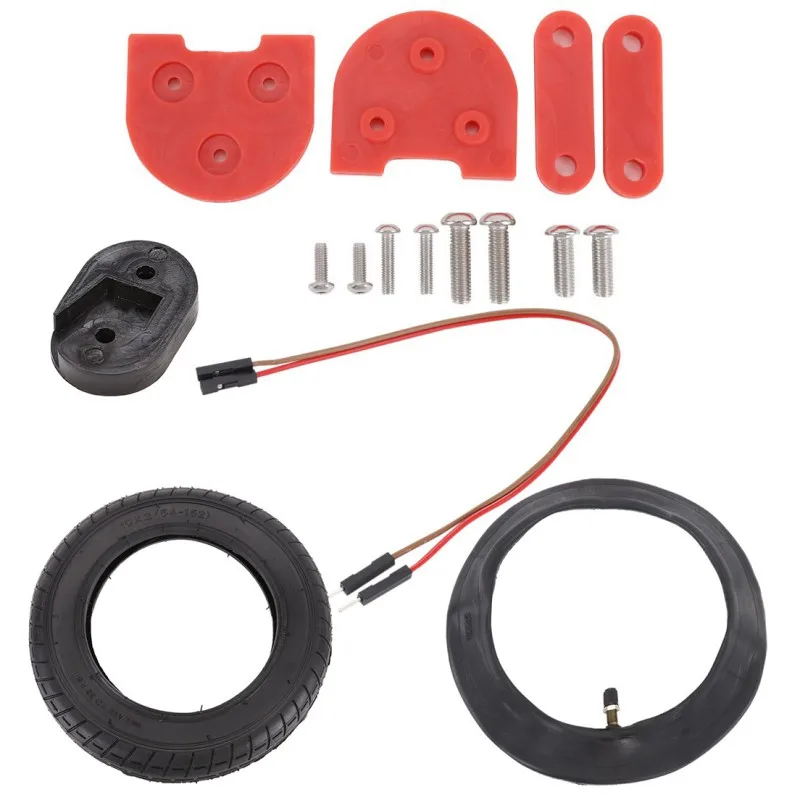Rear Fender+taillight+foot Support Plastic Gasket Complete Sets+10*2 Inches Inner Tube And External Tyre For Xiaomi Scooter - Цвет: Красный