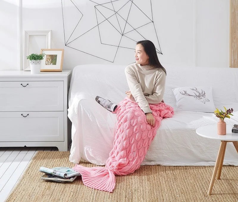 Одеяло с русалочкой, однотонное вязаное одеяло, домашнее одеяло для кровати, офиса, дивана, персонализированное одеяло - Цвет: style6