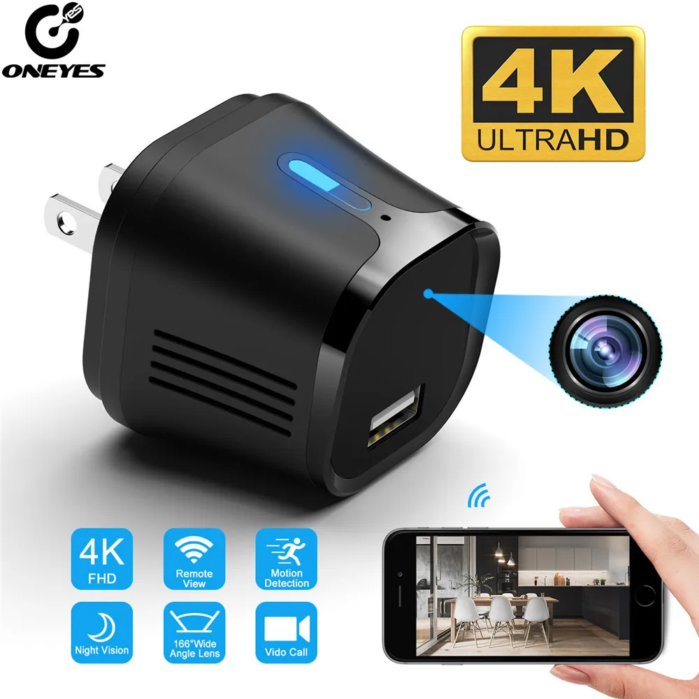 wifi camera micro camera Security Cam Night Vision Motion Detect Camcorder 166degree 4K HD WiFi Covert Surveillance Security Cam