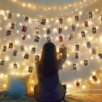 

10M LED String lights Card Picture Photo Clips Pegs Bright String Light Wedding Party Valentine's Day Decoration Holiday Lamp