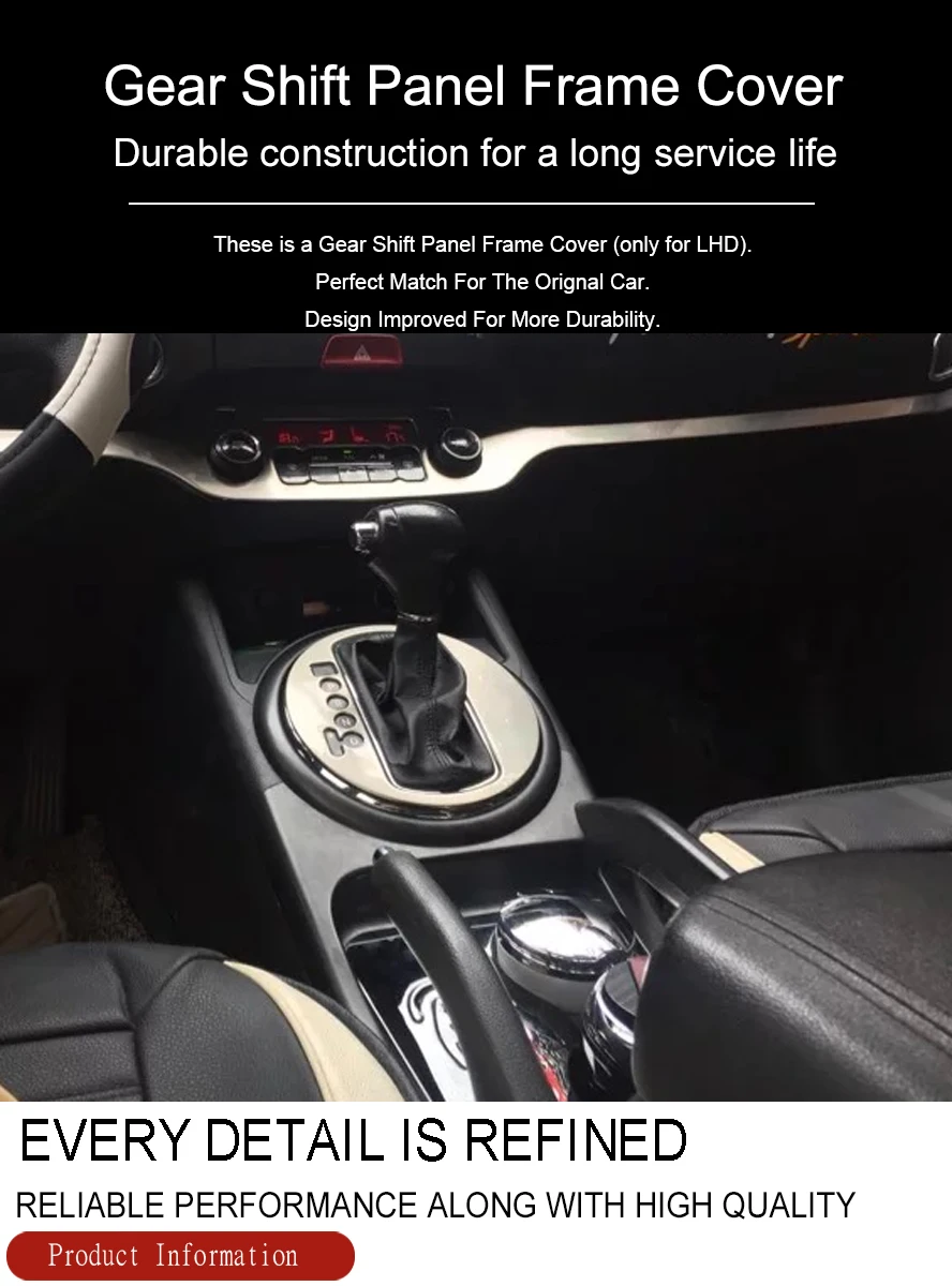 Wooeight ABS Chrome Car Interior Shift Knob Gear Box Panel Molding Trim Cover Fit For KIA Sportage R 2011 2012 2013 2014 2015 (5)