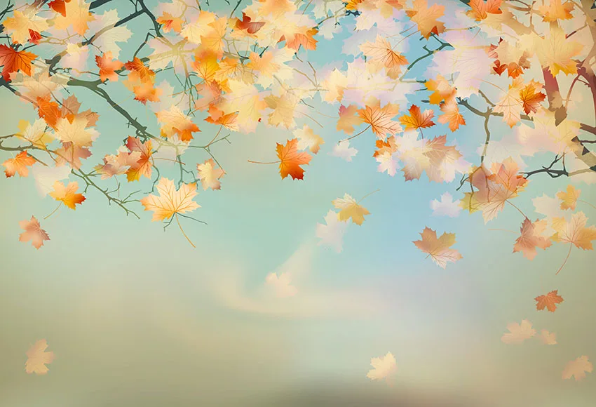 

Customized printing horizontal style autumn leaves photo backgrounds for birthday party portrait photography backdrops
