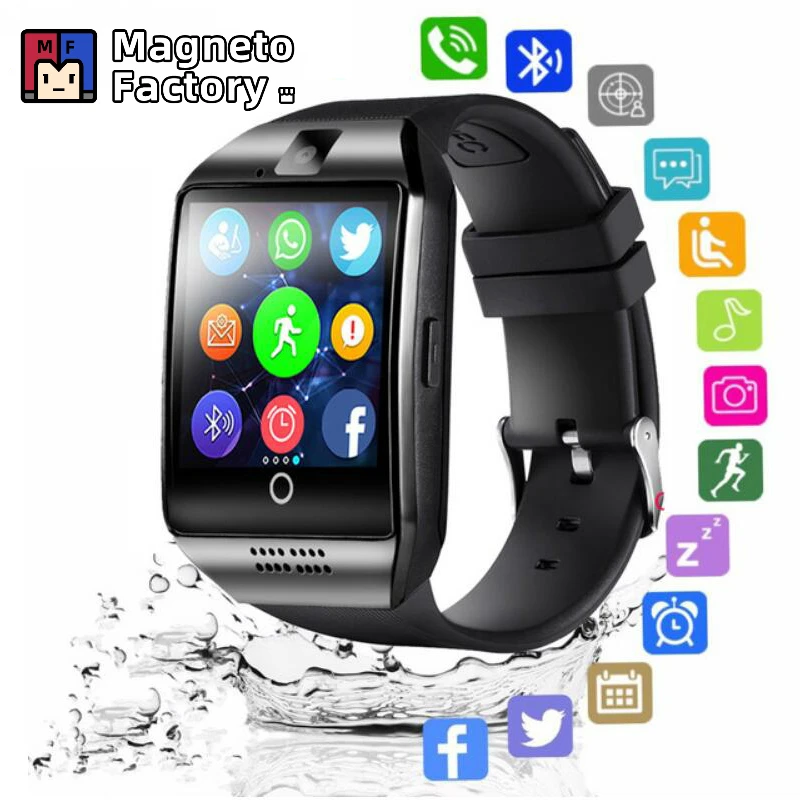 2021 Bluetooth Smart Watch men Q18 With Camera Facebook Whatsapp Twitter Sync SMS Smartwatch Support SIM TF Card For IOS Android |
