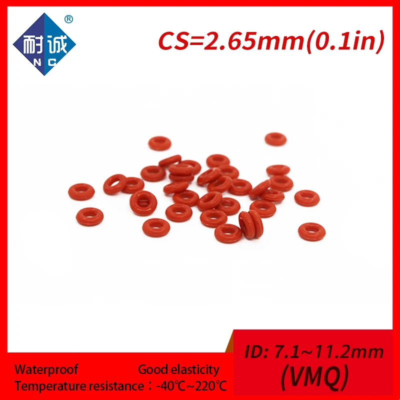 5PCS/lot Silicone rubber oring red VMQ CS 2.65mm ID7.1/7.5/8/8.5/9/9.5/10/10.6/11.2mm O Ring Gasket Silicone O-ring waterproof