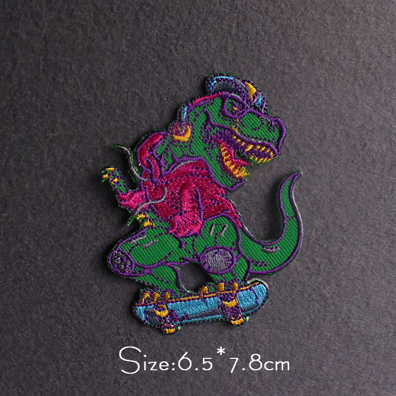 Dinosaur Embroidered Patches For Clothing Thermoadhesive Patches Iron On Patch On Clothes Stickers Stripes Punk/Rock Patch Badge 