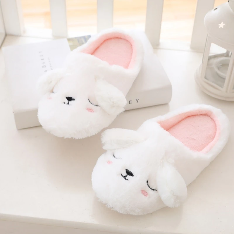 Millffy Cute cortoon cozy comy home indoor warmwhite rabbit slipper Cartoon sleep bunny Plush Slippers women slipper