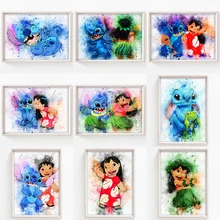 

Disney Cartoon Lilo And Stitch Prints Canvas Paintings Anime Watercolor Poster Wall Art Picture for Nursery Room Home Decor Gift