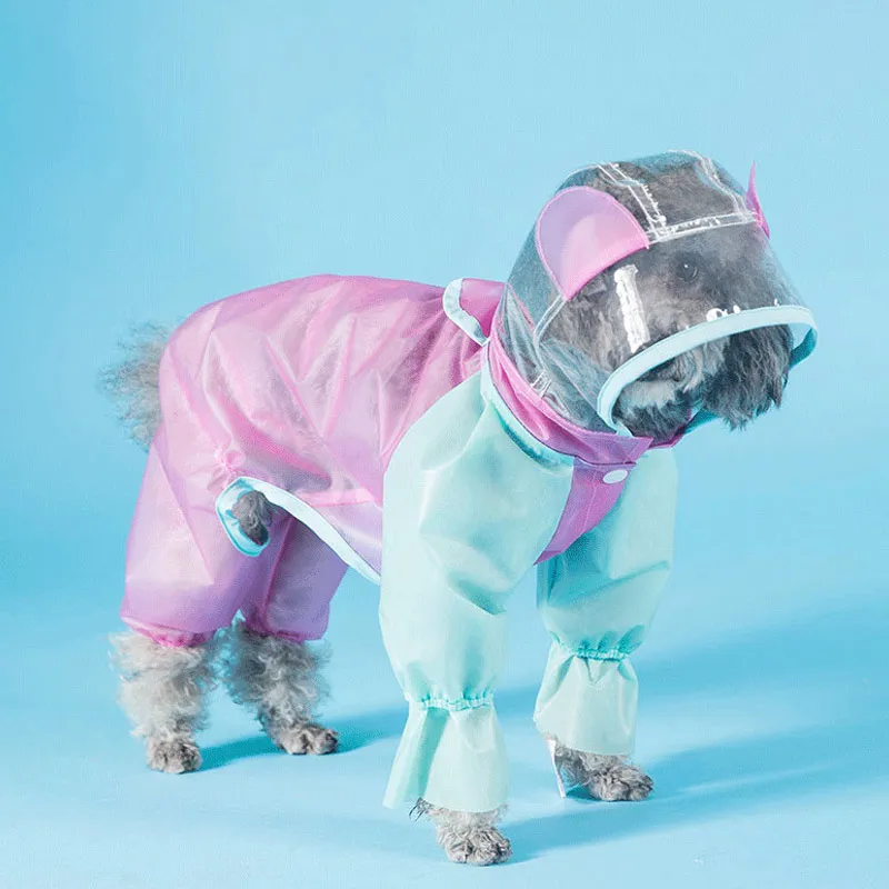 

New Beautiful Dog Raincoats Four-legged Pet Raincoat Jumpsuit Rain Poncho Windproof Waterproof Clothes FP8