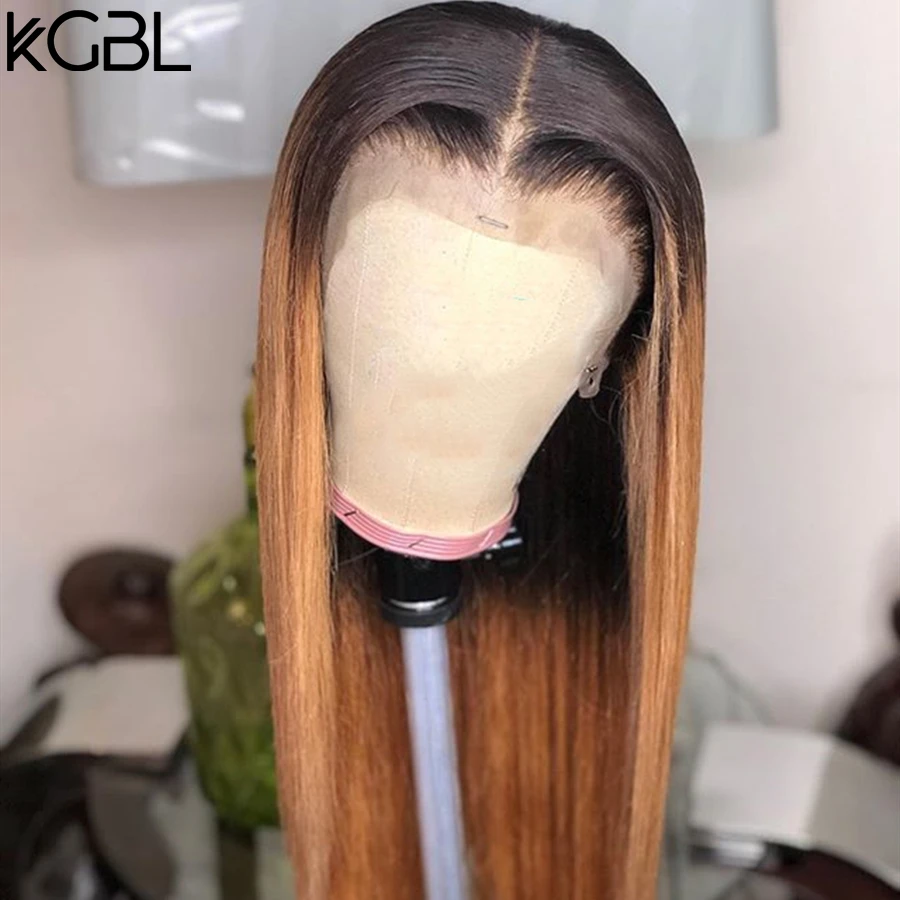 KGBL прямые 13*4 Кружева спереди средний коэффициент "-22" не-Реми человеческие волосы парики натуральный цвет бразильские волосы парики с детскими волосами
