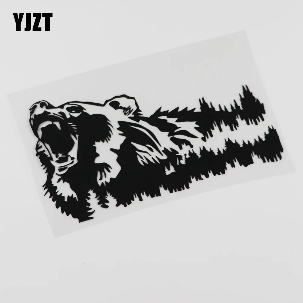 YJZT 19.4CMX11.4CM Ferocious Bear Growling Mountain Wildlife Decal