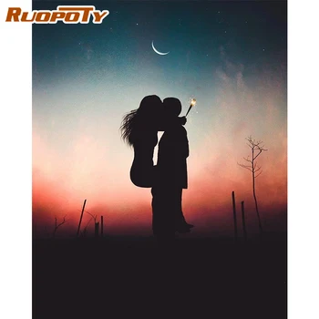 

RUOPOTY Frame DIY Painting By Numbers Lovers Figure Picture By Numbers For Adults Modern Wall Art Decors Handpainted Diy Gift