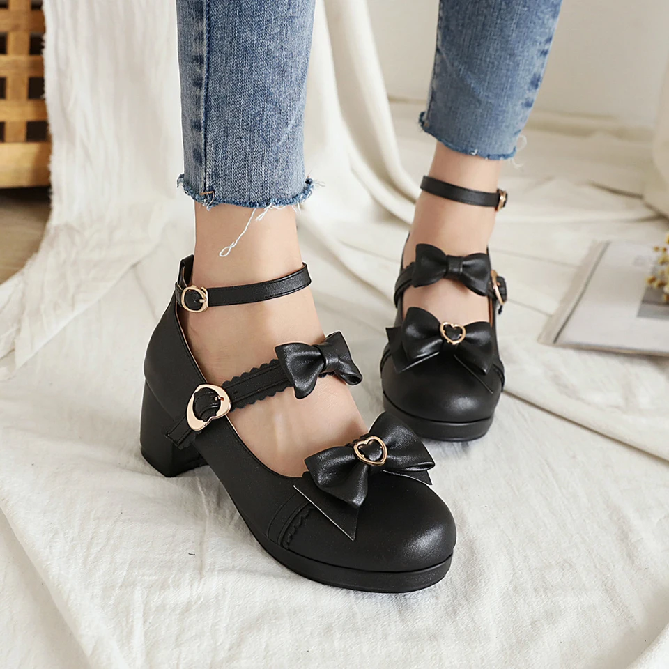 Mary Jane Shoes Mary Jane Bow Shoes Round Toe Vintage Cow Leather