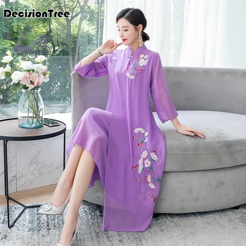 

2020 cheongsam ao dai dress loose ao dai vietnam vietnam clothing robe chinoise fake two piece asian dress vintage evening dress