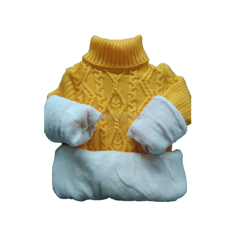 thick light yellow Зимний толстый теплый свитер для мальчиков и девочек, школьный детский свитер, одежда, детский вязаный кардиган, рождественские свитера, верхняя одежда - Цвет: thick light yellow