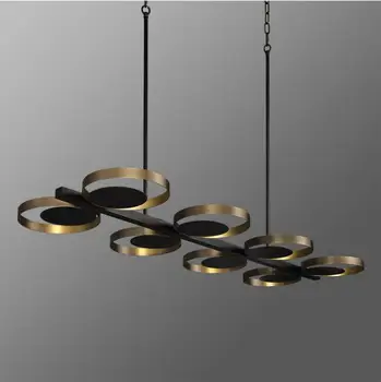 

Rh copper Nordic simple modern long dining room chandelier personality creative dining room designer lamps