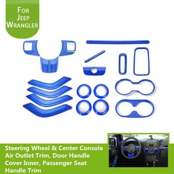 

For Jeep Wrangler 2011-2017 Steering Wheel & Center Console Air Outlet Trim Door Handle Cover Inner Passenger Seat Handle Trim