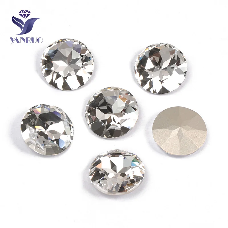 Crystal YANRUO 1201 круглые 27 мм большие стразы с кристаллами для шитья и одежды - Цвет: Crystal