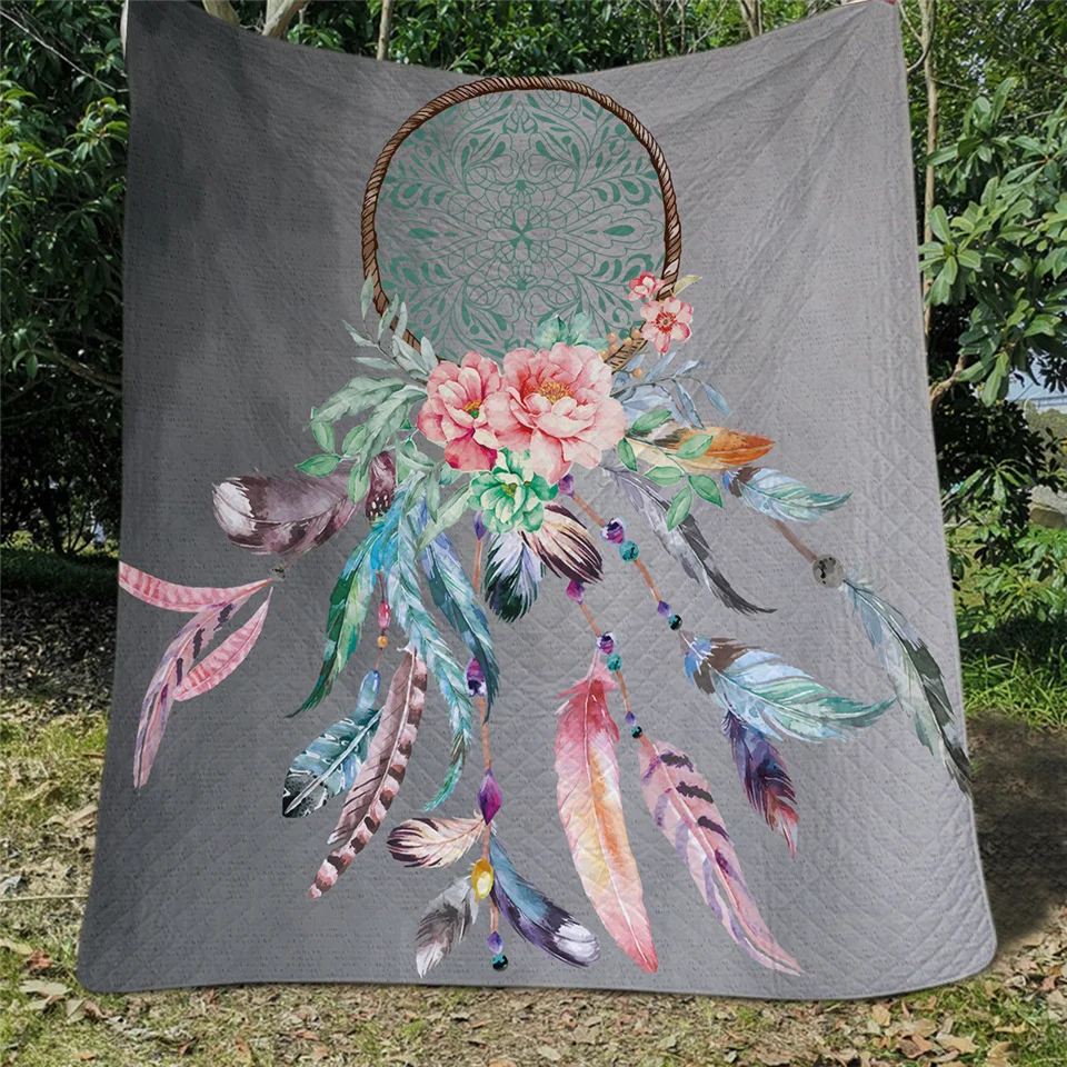 1pc-Quilt Blesslive цветочный Ловец снов кровать Стёганое одеяло королева размер Бохо летнее одеяло 1 шт. микрофибра постельные принадлежности покрывало серый couette de lit - Цвет: 1pc-Quilt