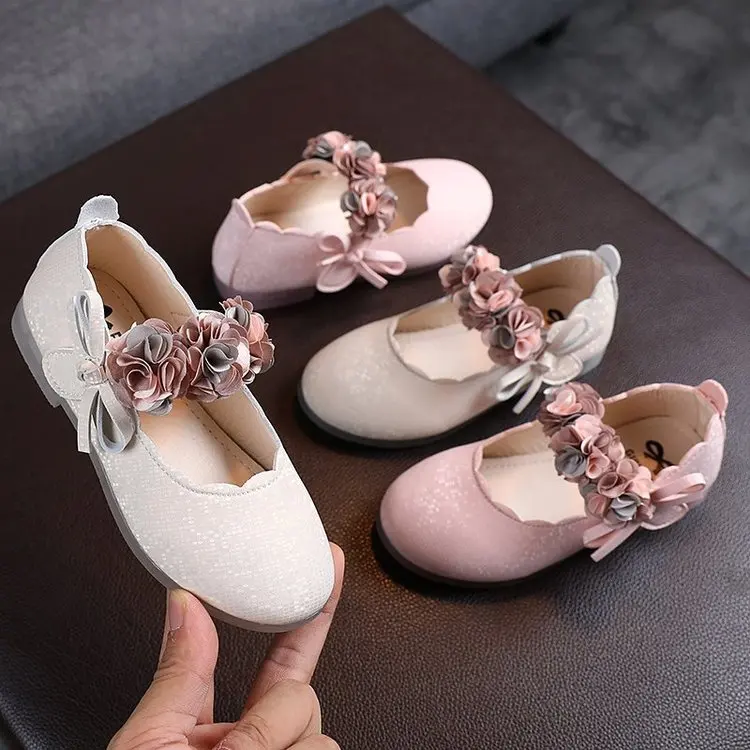 Spring Autumn Kids Girls Flower Leather Shoes Baby Princess Shoes best leather shoes