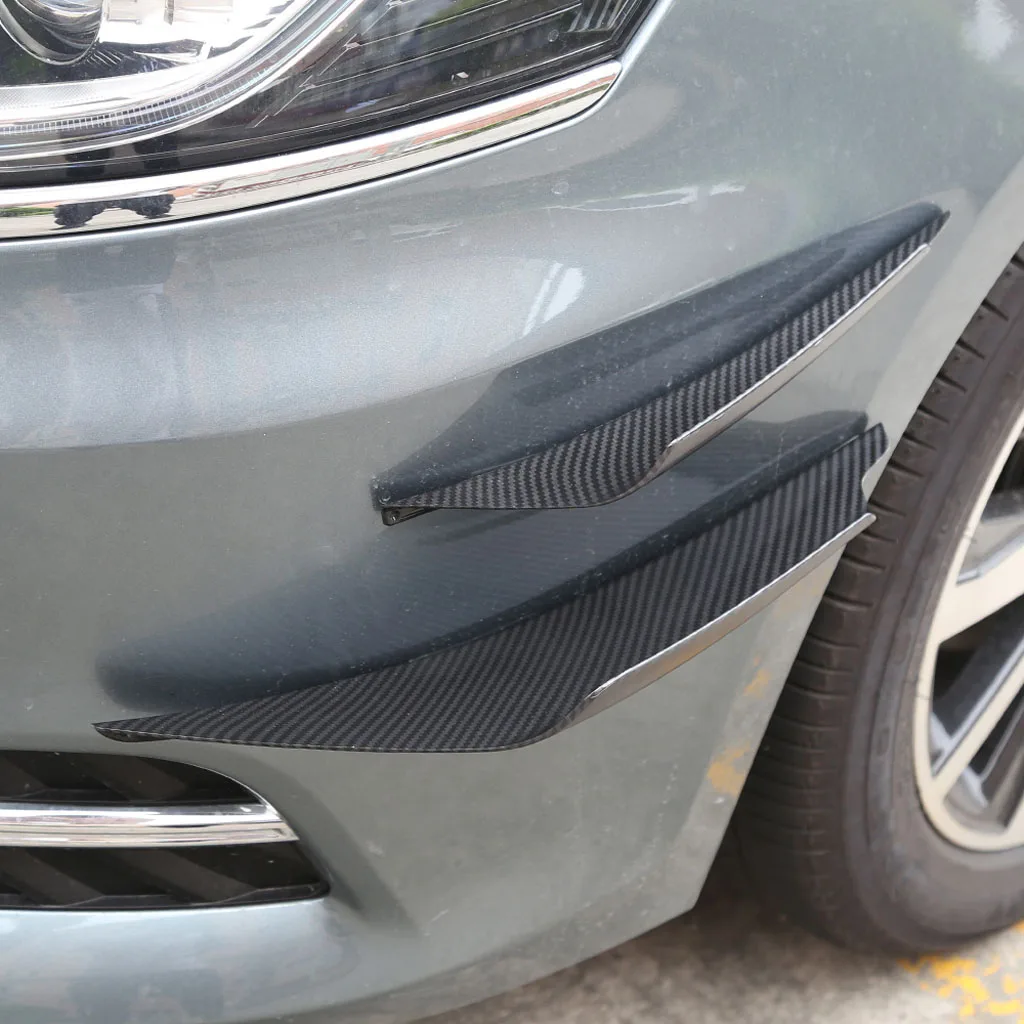 4X Durable Carbon Fiber Front Bumper Lip Splitter Fin Car Body Refit Trim