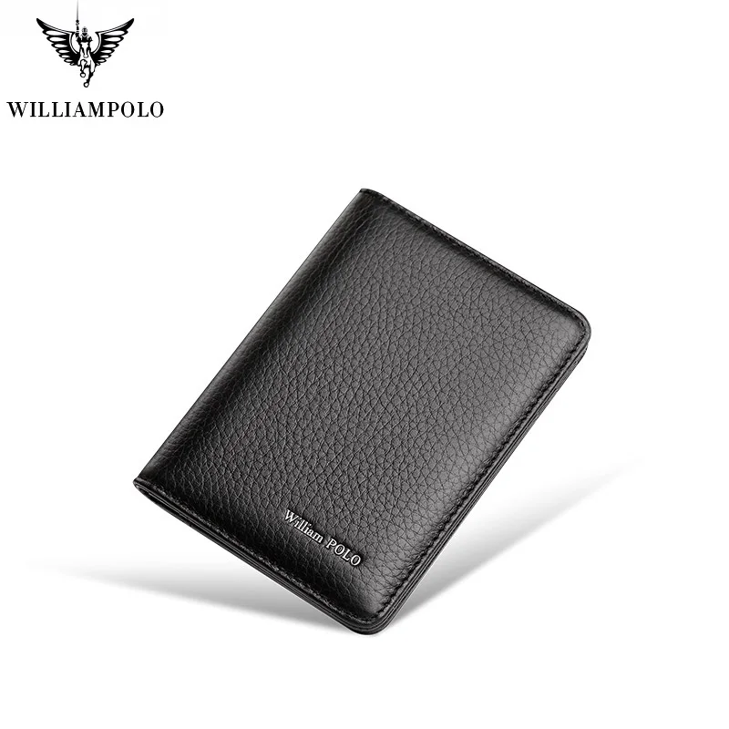 WilliamPolo-cartera delgada para hombre, tarjetero plegable, Mini monedero ultrafino de alta capacidad, con ranuras para tarjetas, novedad de 2021