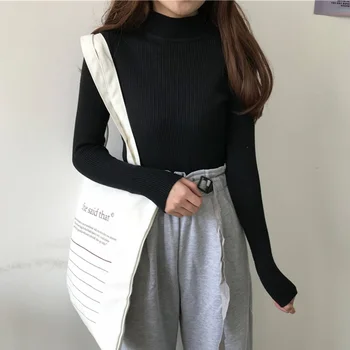 

2020 Autumn Winter Women Pullovers Sweater Knitted Elasticity Casual Jumper Fashion Slim Turtleneck Warm Female Korean Tops